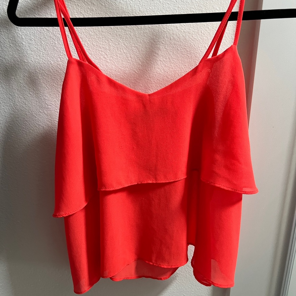 Foreign Exchange Women’s Layered Strap Top - Neon Orange/Red